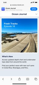 iOS Safari shown an Ocean Journal website with a banner at the top to open in the Ocean Journal app